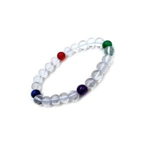 Clear Quartz Power Multicolored Crystal Stretch Bracelet