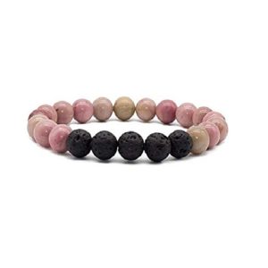 Real rodochrosite Lava Volcanic Beads 8 mm Stretch Bracelet