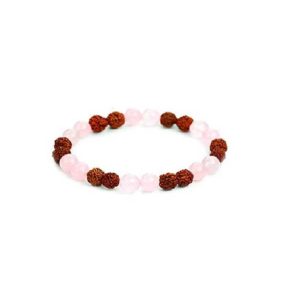 Rose Quartz & Rudraksh Stretch Bracelet