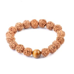 Rudraksh & Tiger Eye Crystal 8 mm Stretch Bracelet 