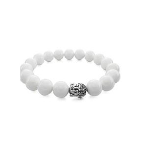  White Agate Buddha Powered Stretch Bracelet 