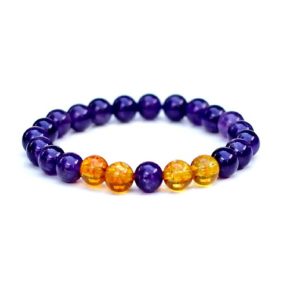  Real Citrine & Amethyst 8 mm Stretch Bracelet