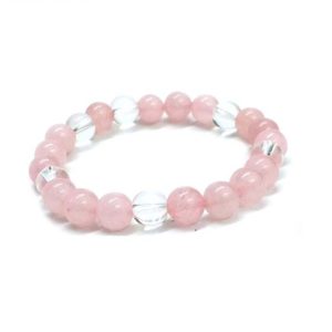 Natural Rose Quartz and Clear Quartz Bracelet