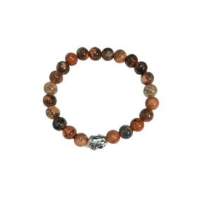 Natural fire Agate Crystal Stone Buddha 8 mm Stretch Bracelet