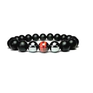  Red Tiger Eye,Black Onyx & Hematite 8 mm Stretch Bracelet