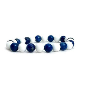 LAPIS LAZULI AND WHITE AGATE STRETCH 8 MM BRACELET