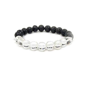 Lava Rock Beads Volcanic Beads & Clear Quartz 8 mm Stretch Bracelet