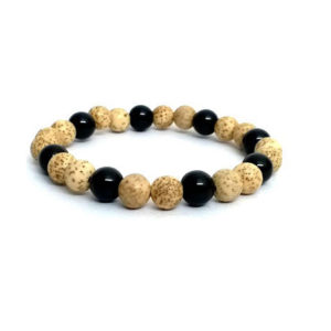 Tibetan Auspicious Lotus Seed & Black Onyx 8 MM Power Stretch Bracelet