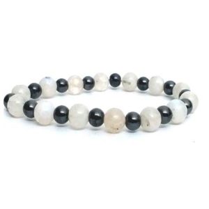  Moon Stone Crystal & Magnetic Hematite 8 MM Stretch Bracelet