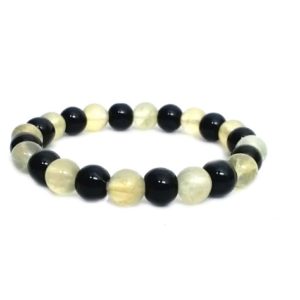 Natural Prehnite & Black Onyx 8 MM Strech Bracelet