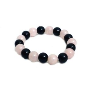  Rose Quartz and Black Onyx 10 Mm Bracelet