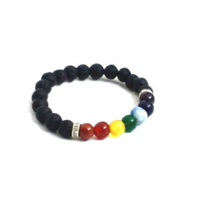Chakra Lava Rock Beads Bracelet (Volcanic Beads)