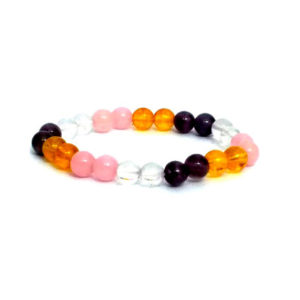 Real Citrine, Rose and Clear Quartz and Amethyst Bracelet