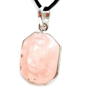 Rose Quartz Lord Ganesh Ji Engraved Pendant
