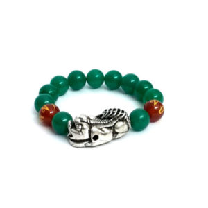 Pi Yao with Green Aventurine & Carnelian Om Mani Padme Hum Engraved Bracelet