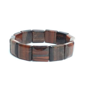 Red Tiger Eye Square Shaped Stretch Bracelet