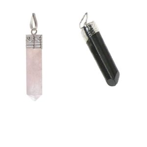 Rose Quartz and Black Tourmaline Pendant