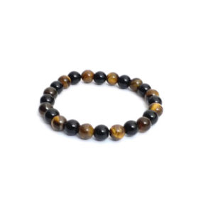 Black Onyx Tiger Eye Stone Stretch Bracelet