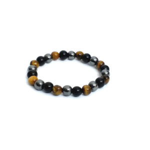 Hematite,Black Onyx Tiger Eye Stone Stretch Bracelet 