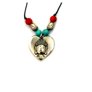 Tibten Meditating Buddha Amulet Pendant in White Metal