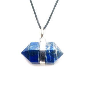 Lapis Lazuli Blue Metal Double Point Pendant