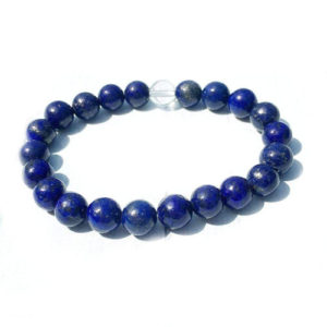 Natural Lapis Lazuli Clear Quartz Stretch Crystal Bracelet for Men and Women