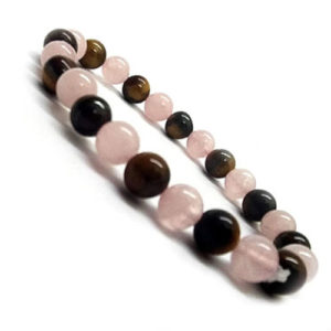 Tiger eye Crystal & Rose quartz Crystal 8 mm Bracelet For Men And Women