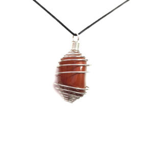 Red Jasper Tumble Wire Wrapped Caged Pendant For Men & Women