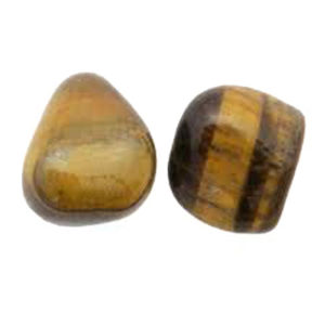 Set of 2 Natural Tiger Eye Crystal Tumbled Stones Mix Sizes for Reiki Healing
