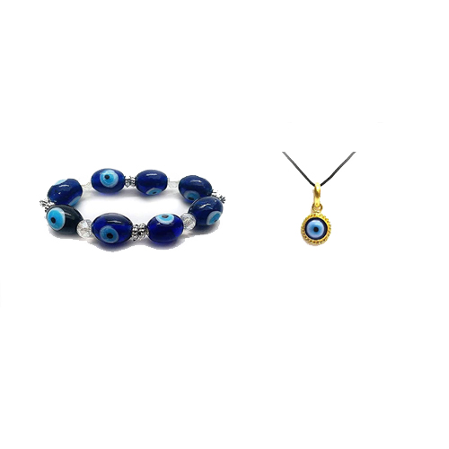 evil eye oval bracelet and pendant golden