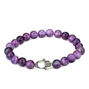 Amethyst Hamsa Hand Crystal Bracelet for Protection For Men And Women