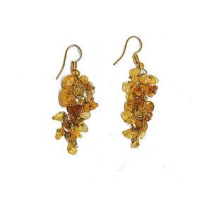 Natural Citrine Crystal Gold Plated Tops Jhumka Earring Ear Ring Pair For Women And Girls