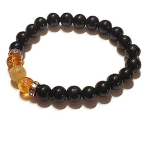 Citrine And Black Onyx Crystal Stretch Bracelet For men And Women