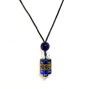 Tibetan Buddhist Auspicious Om Mani Padme Hum Engraved Lucky Charm Blue Pendant For Men And Women