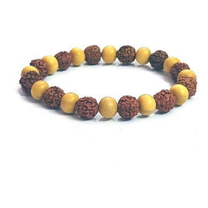 Natural Rudraksh and Chandan White Sandal Wood Bracelet For Men and Women