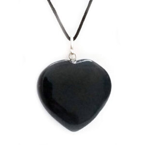 Natural Black Tourmaline Heart Shaped Crystal Men & Women Pendant For Reiki Healing