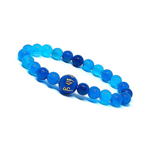 Blue Onyx Crystal Om Mani Padme Hum Engraved Men & Women Bracelet For Reiki Healing