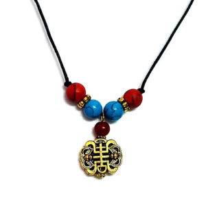 Tibetan Buddhist Auspicious Double Happiness Symbol Lucky Charm Pendant For Men And Women
