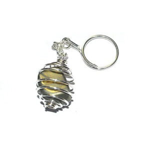 Natural Pyrite Crystal Tumble Key Chain Key Ring For Chakra And Reiki Healing