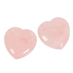 Set Of 2 Natural Rose Quartz Crystals 30 Mm Mini Hearts For Chakra And Reiki Healing