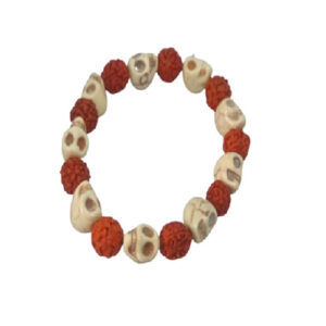 Skull Rudraksha Narmund Shaped Stretch Bracelet For Men And Women