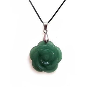 Natural Green Aventurine Rose Shaped Crystal Pendant For Men And Women