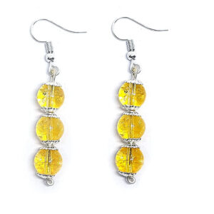 Natural Citrine Crystal Tops Jhumka Earring Ear Ring Pair For Women And Girls