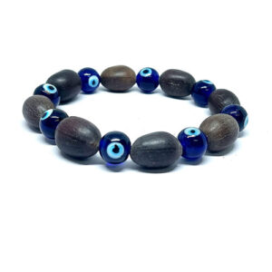 Natural Kamal Gatta Lotus Seeds And Evil Eye Beads Stretch Bracelet For Men & Women