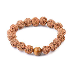 Tiger Eye Crystal And Rudraksha Stretch 8 Mm Bracelet For Men And Women
