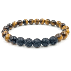 Tiger Eye and Lava Volcanic Beads Lucky Charm Crystal Bracelet For Men and Women