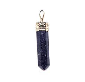 Blue Gold Stone Sand Stone Pencil Lucky Charm Crystal Pendant