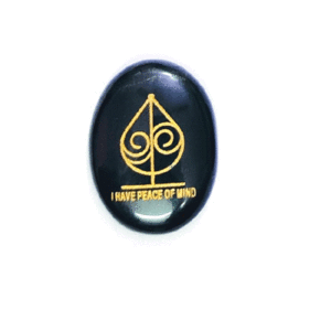 I Have Peace of Mind Angelic Zibu Symbol Engraved Natural Black Tourmaline Faith Pocket Crystals