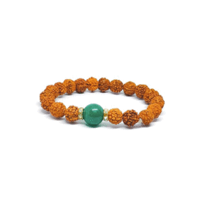 Natural Green Aventurine Crystal And Rudraksh Crystal Bracelet